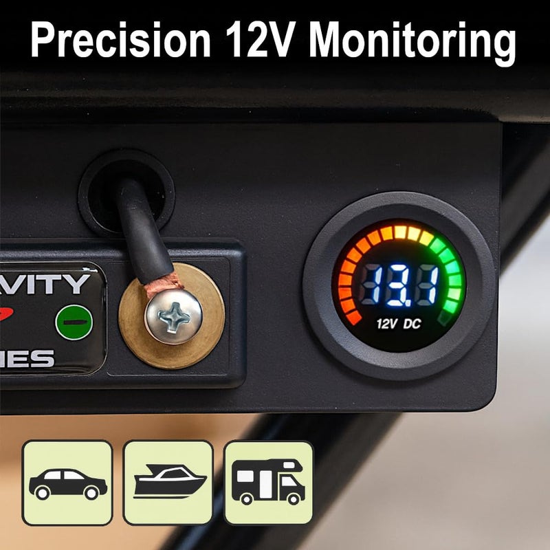 MGI SpeedWare 12vDC Voltmeter Gauge with Blue LED Digital Display (Short Body) - Image 5
